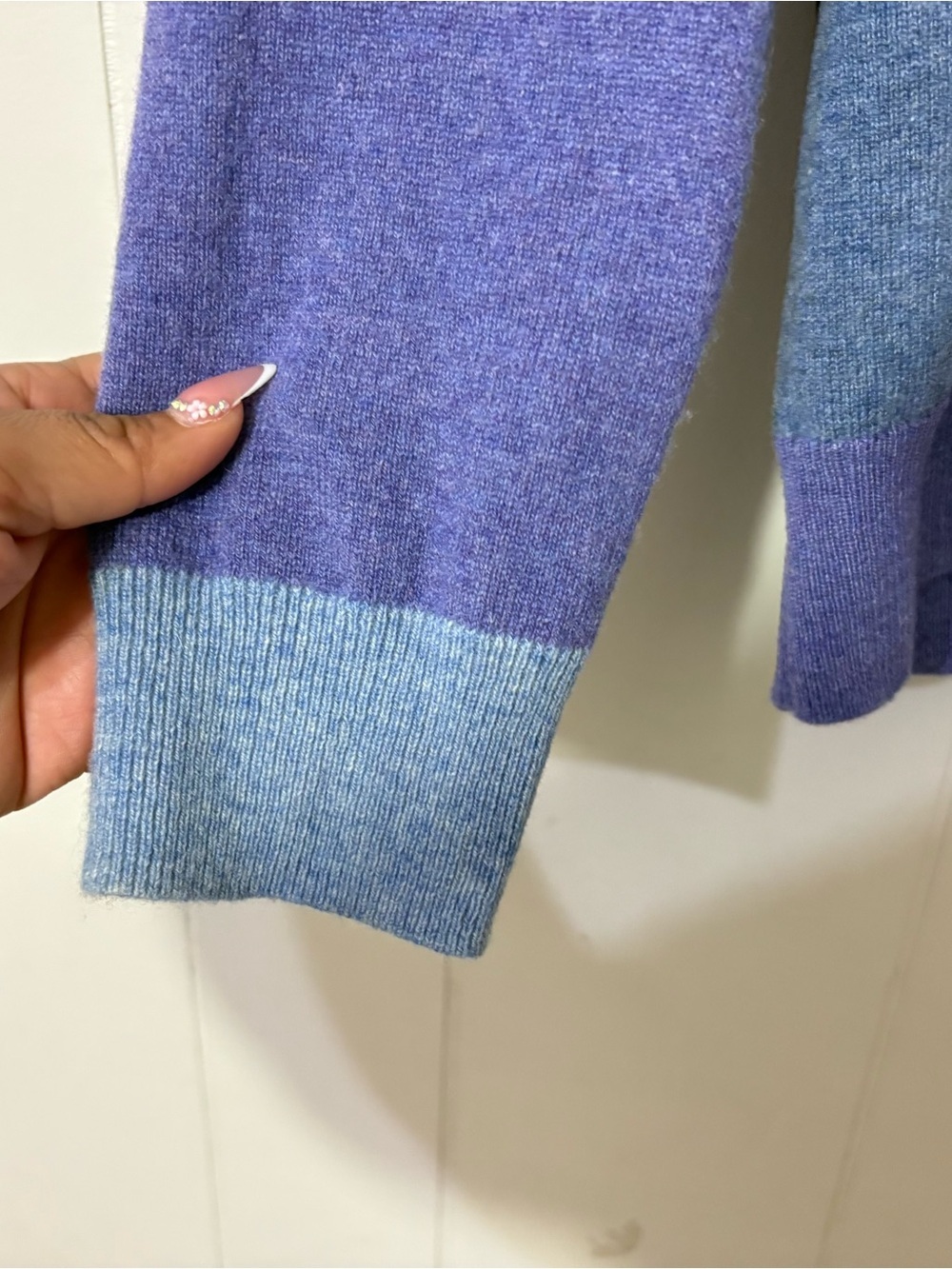 Collaboration Cashmere Hoodie S Blue Purple Colorbloc Pullover Sweater Soft Luxe - Picture 6 of 12